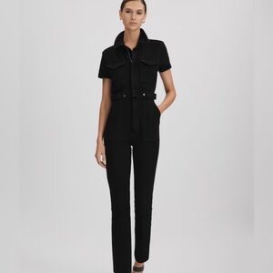 GOOD AMERICAN Fit For Success Denim Black Short-Sleeve Jumpsuit - NEW - Small